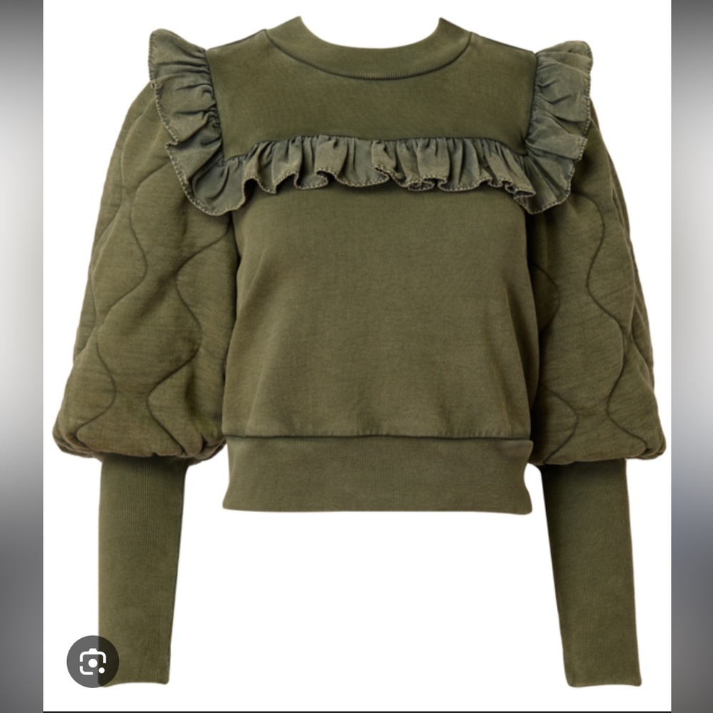 Sea New York Olive Green Ruffle Sweater
